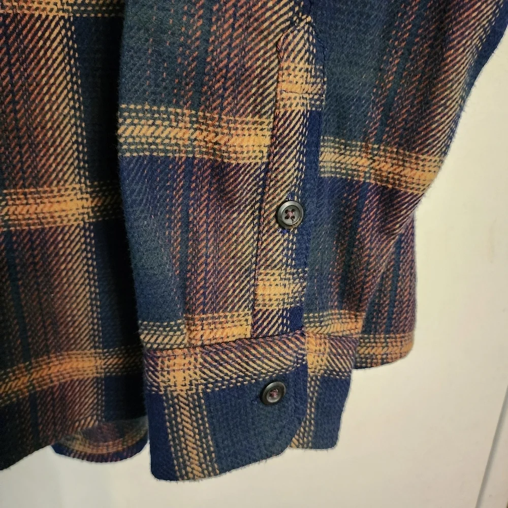 Orvis Mens Heavy Blanket Flannel Button Up Plaid Shirt Pockets Cotton Size XXL